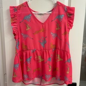 JODIFL Pink Blouse with Leopard Print